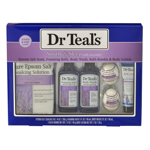 Dr Teal's Lavender Pure Epsom Salt Soaking Solution Bath Set, 6 Pieces