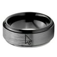 thumbnail image 2 of Tungsten Mouse Arrow Pointer Cursor Band Ring 8mm Men Women Comfort Fit Black Step Bevel Edge Brushed Gray Polished, 2 of 4