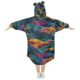 thumbnail image 2 of FORMRS Wearable Blanket Hoodie with Sleeves for Kids Cozy Flannel Sweatshirt, Colorful Waves Pattern, 2 of 7