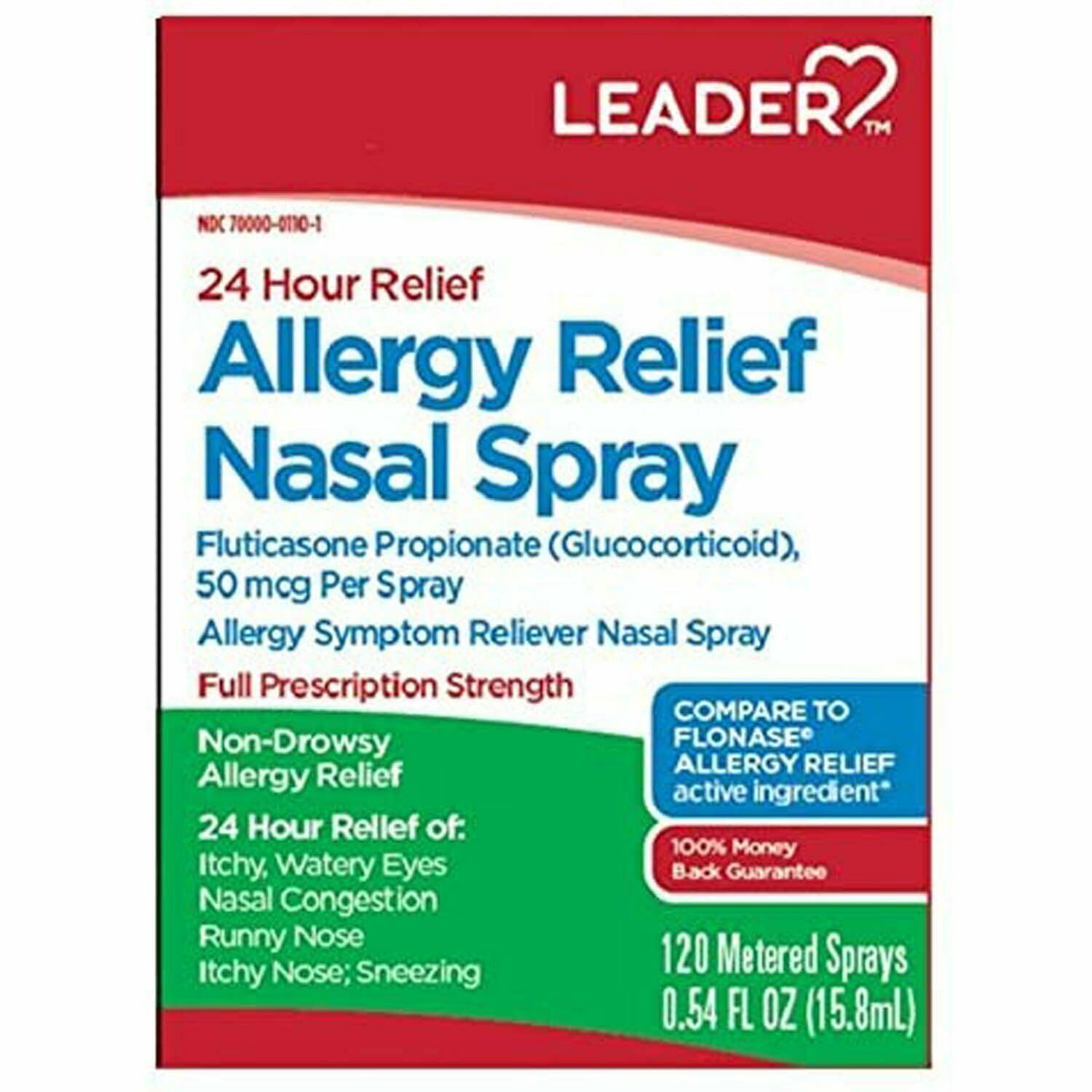 Leader Allergy Relief Nasal Spray, 24hr, 120 Sprays