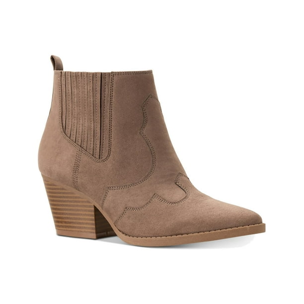 faux suede block heel booties