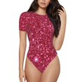 thumbnail image 1 of Fotbe Pink Glitter Body de Mujer con Cuello Redondo y Mangas Cortas, Sin Mangas Ajustado, Suave, Cómodo y Básico-XX-Large, 1 of 7