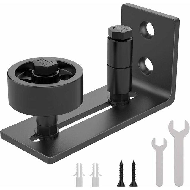 Heavy duty sliding barn door track black carbon steel stop wall mount system