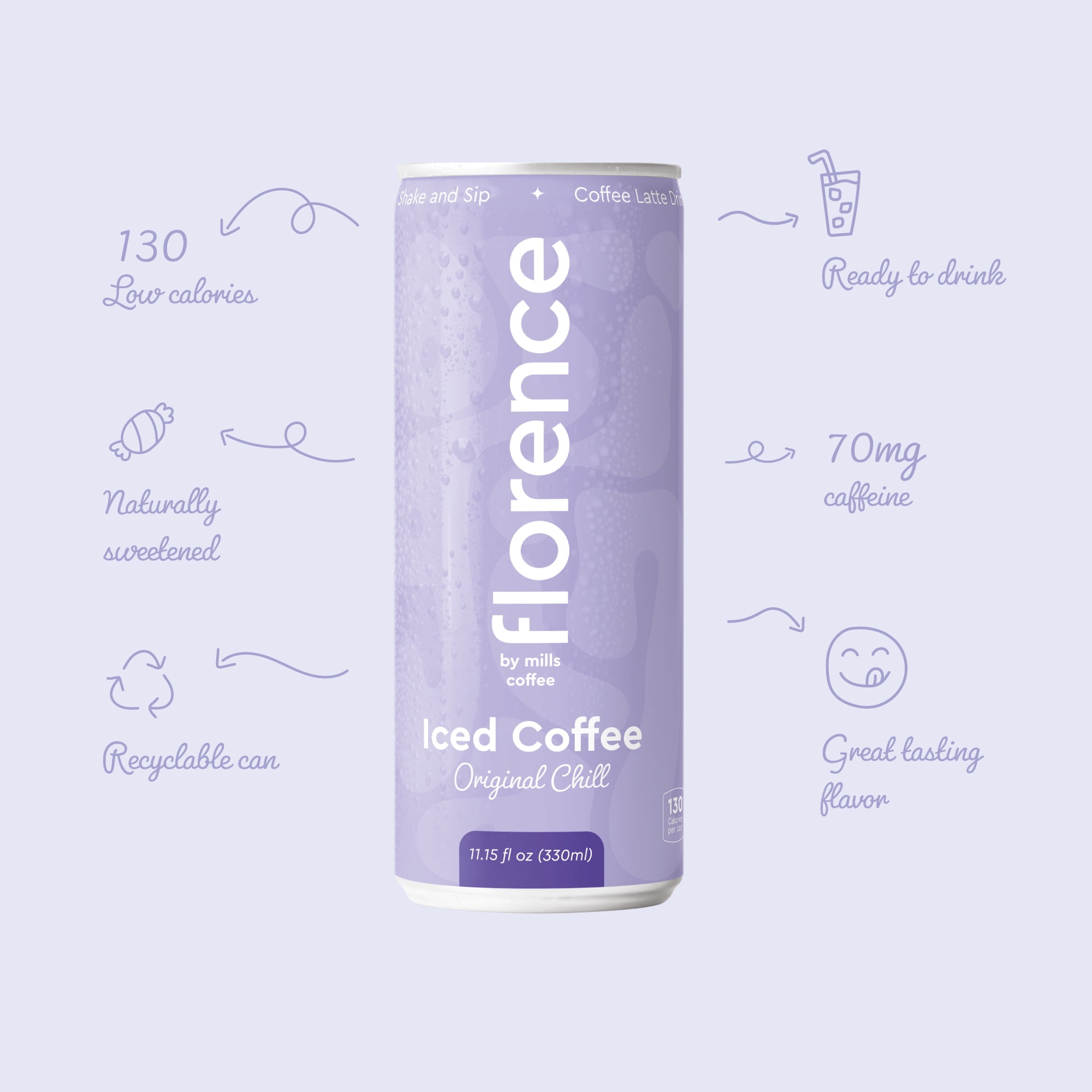 Florence by Mills Coffee Original Chill Iced Latte, 11.15 fl oz Cans (6 Pack)