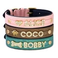 thumbnail image 3 of Custom Dog Name Collar Bling Rhinestone Pet Necklace Collar Personalized Leather Dogs Collar DIY Name Free Bone Paw Heart Charm ShopWise Round, 3 of 9