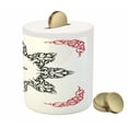 thumbnail image 3 of Tribal Piggy Bank, Style Tattoo Circular Vector Art Leaves Like Frame Modern Print, Ceramic Coin Bank Money Box for Cash Saving, 3.6" X 3.2", Black White and Ruby, by Ambesonne, 3 of 4