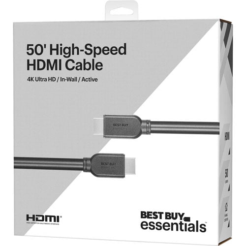 Best Buy Essentials 15.24m (50 ft.) 4K Ultra HD In-Wall HDMI Cable (BE-HG507) - Black