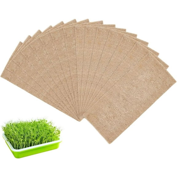 15Pcs Jute Grow Mat for Microgreens 13.9x6.2 Inch Hydroponics Seed Sprouting Mat Pad Microgreens Growing Kit Plant Hemp Fiber Grow Mat Indoor Organic Production for Germination Sprouts