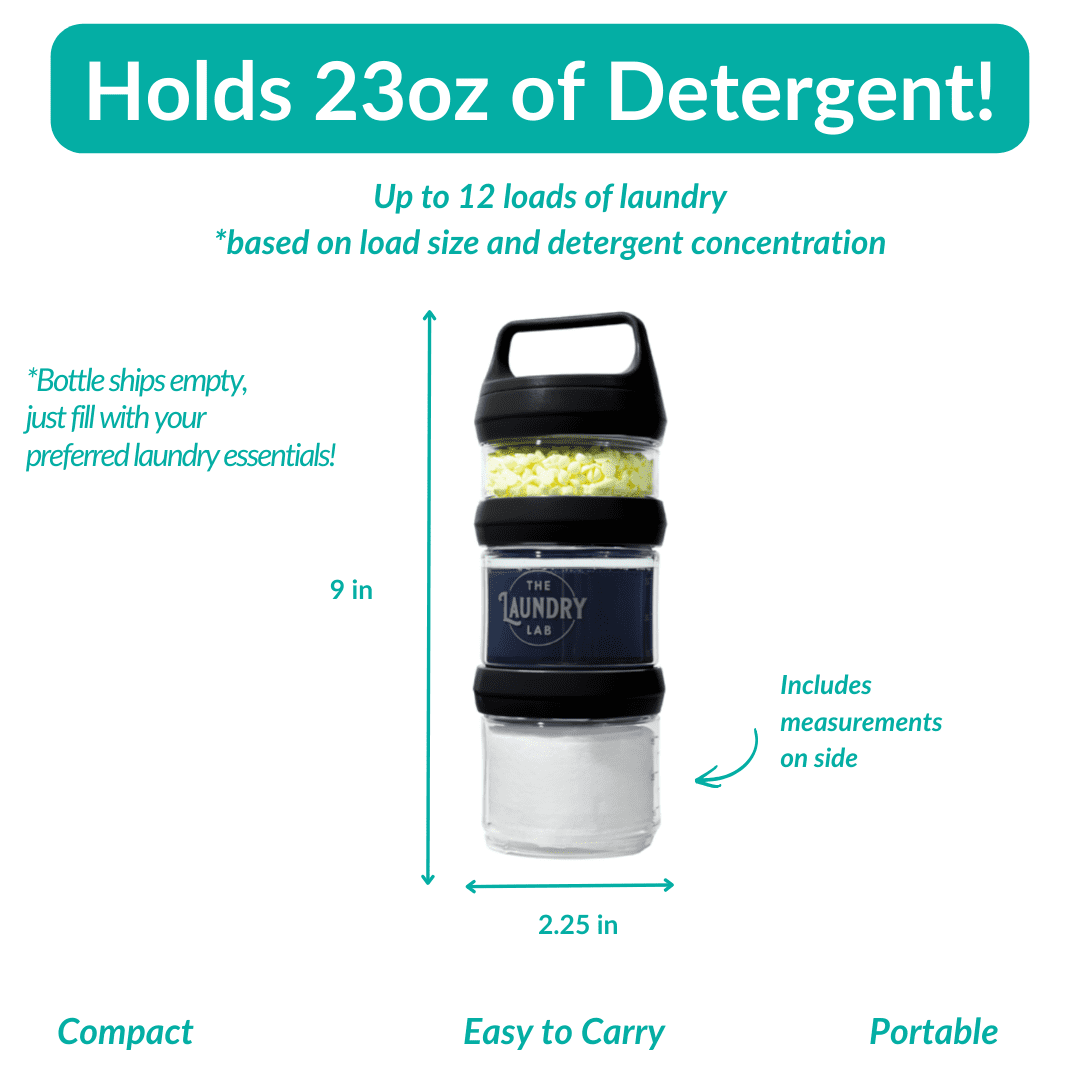 The Laundry Lab Bottle (Small Laundry Detergent Bottle – Best for Dorms, Apartments, Laundromats & Laundry Rooms)