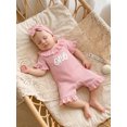 thumbnail image 4 of BemeyourBBs Baby Girls First Birthday Outfit One Years Old 1st Birthday Clothes Summer Waffled Romper with Matching Bow Headband Letter Embroidery Ruffle Short Sleeve Bodysuit Playsuit, 4 of 9