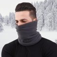thumbnail image 2 of Winter Neck Warmer Men Neck Gaiter Adjustable Drawstring Thicken Thermal Snood Face Covering Mask Tube Scarf, 2 of 7
