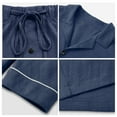 thumbnail image 3 of ANLIQI Men's 100% Cotton Short Sleeve Pajama Sets Button Down Notched Collar Sleepwear Soft Lounge Pjs with Pockets (Heather Navy, M), 3 of 6