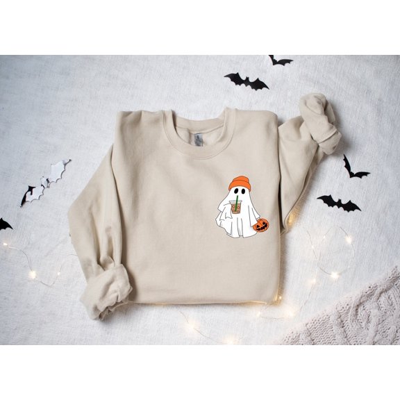 Little Ghost Ice Coffee Sweatshirt, Ghost Sweatshirt, Halloween Tee, Cute Ghost Shirt, Little Ghost Ice Coffee Sweatshirt
