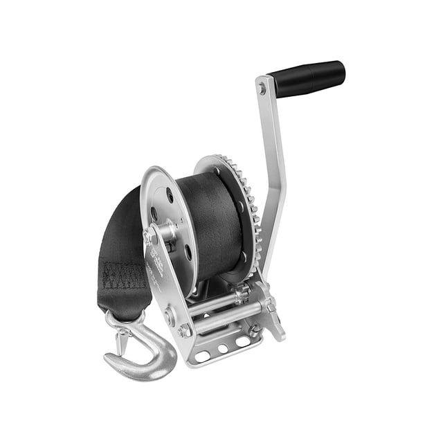Fulton Trailer Boat Winch 142203 Single Speed; Hand Operated; 1500 Pound Pull Capacity; 8 Inch Handle; 20 Foot Strap