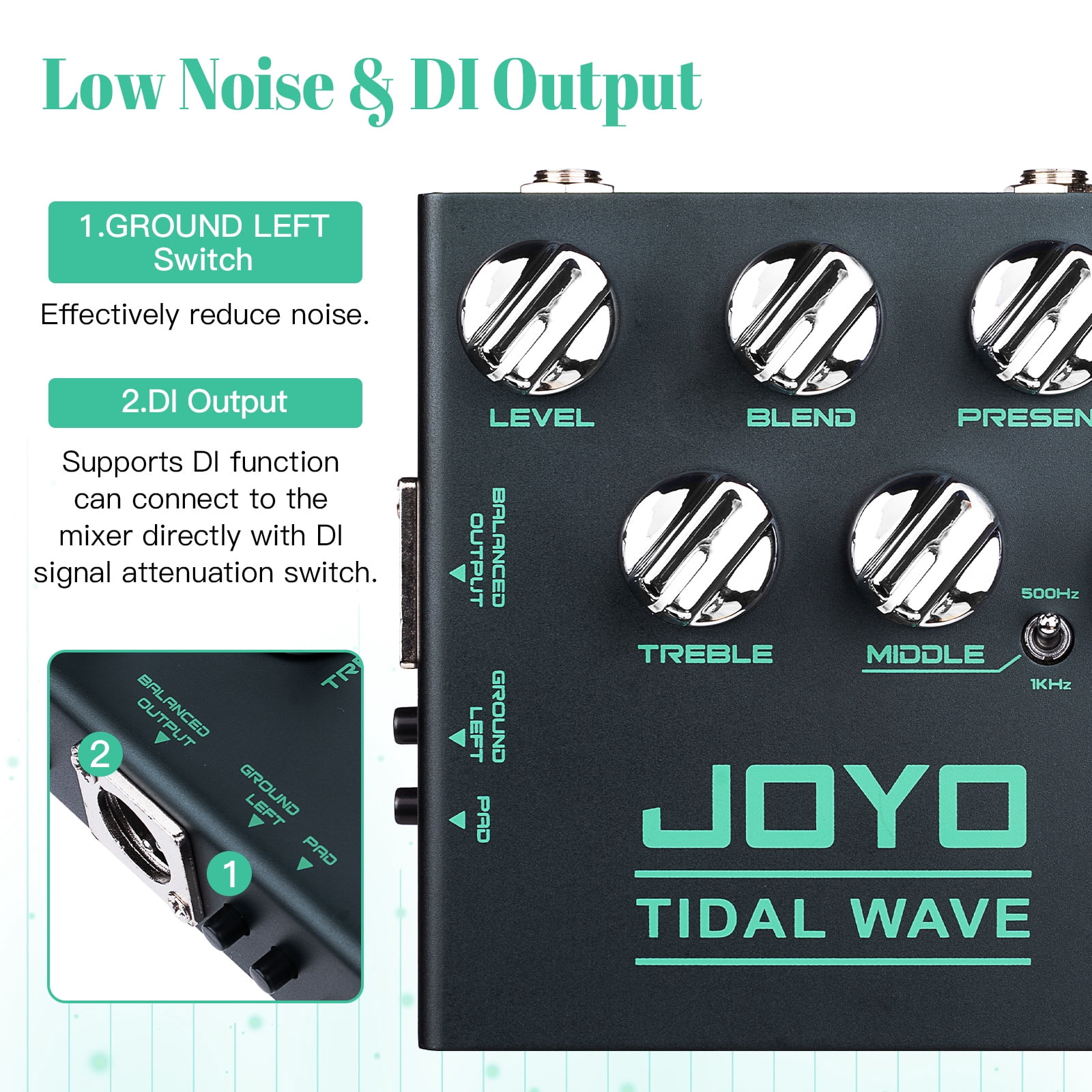 JOYO R-30 Classic Bass Tone of "90s Bass Guitar Preamp Pedal 3 Band EQ DI Function