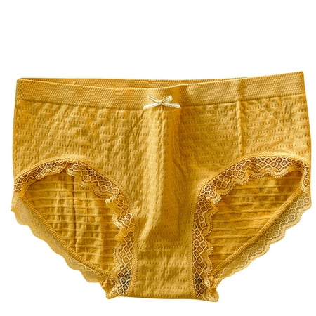 Bigersell Underwear Women Seamless Clearance Silk Panties Women Boyshort Thongs Panty Style P-181 Cotton Boyshort Panties Lace Thongs Briefs Mid Waist Women Cheeky Panties Yellow M