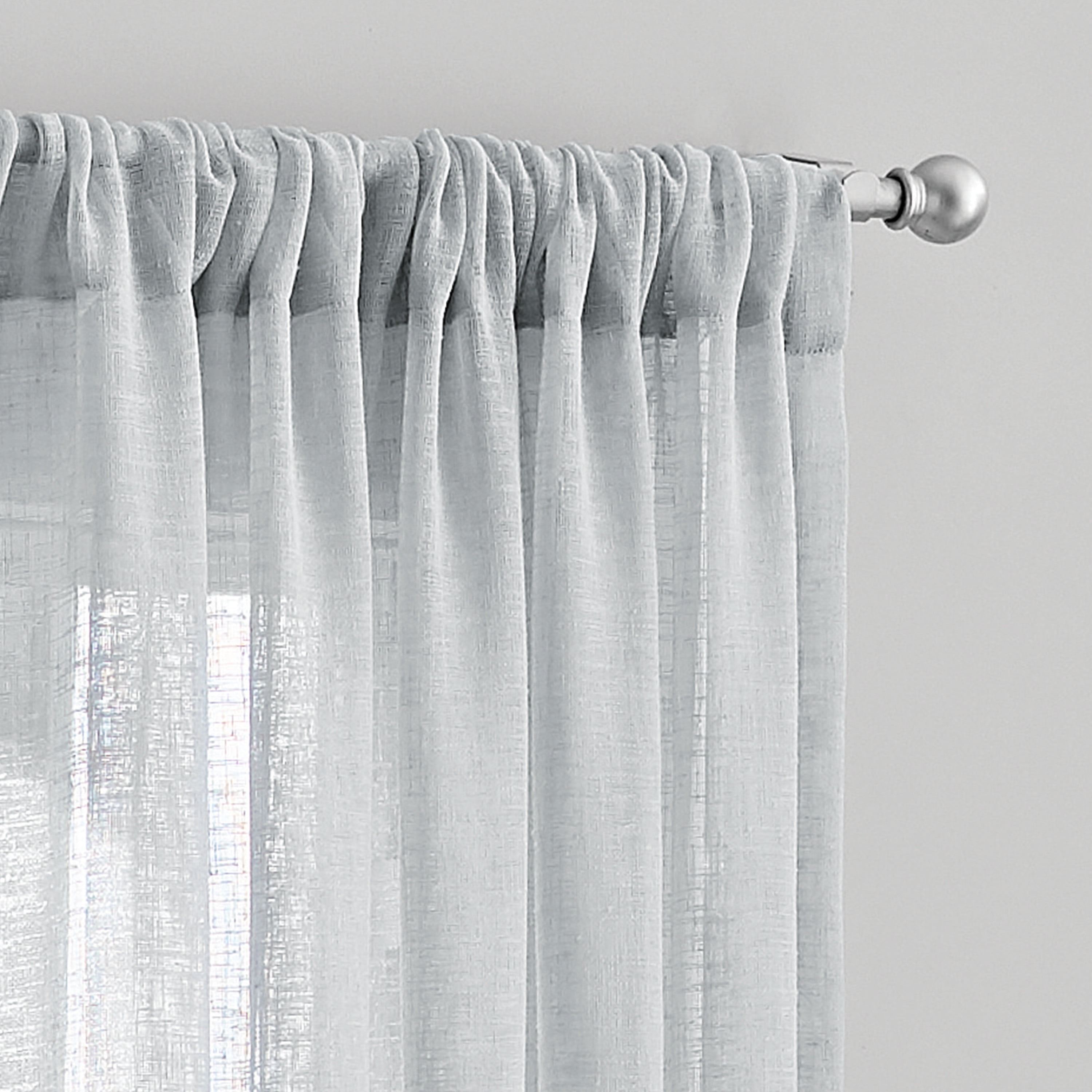 Mainstays Bel Air Sheer Wide Single Curtain Panel, Silver, 50" W x 95" L