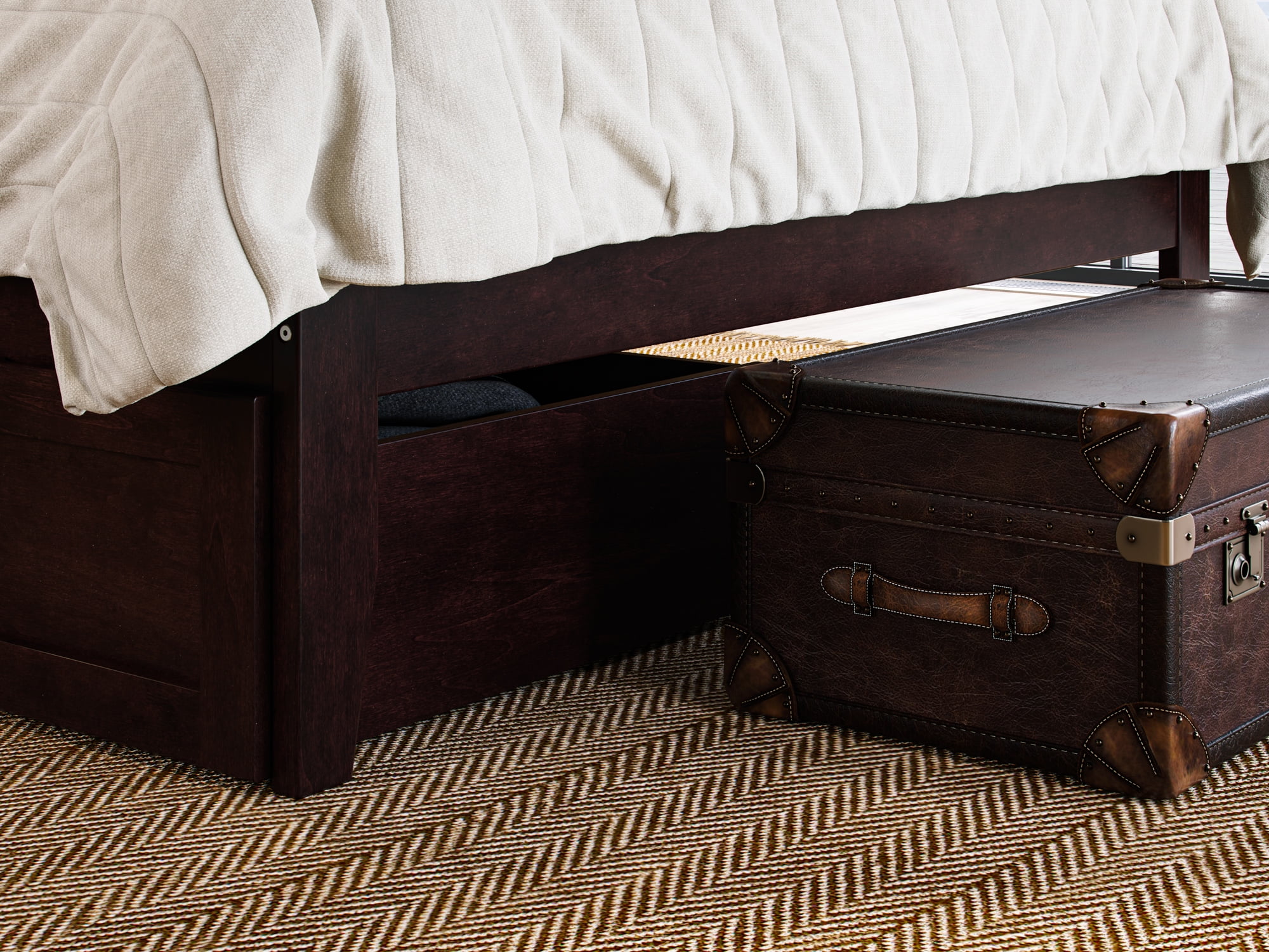 AFI Warren 14" Queen Wood Platform Bed Frame with Set of 2 Storage Drawers, Espresso