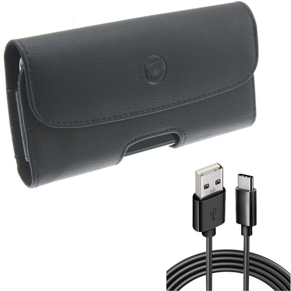 For Galaxy A54 /A53 /A33 - Case Belt Clip w 6ft USB Cable, Leather Holster Cover, Type-C Charger Cord Power for Samsung Galaxy A54 /A53 /A33 5G