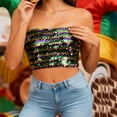 thumbnail image 2 of YTCAMLO Carnival Tube Tops for Women Trendy Sparkly Sequin Camisole Dressy Stretch Crop Tops Party Metallic Vest Clubwear, Multicolor, 2 of 9