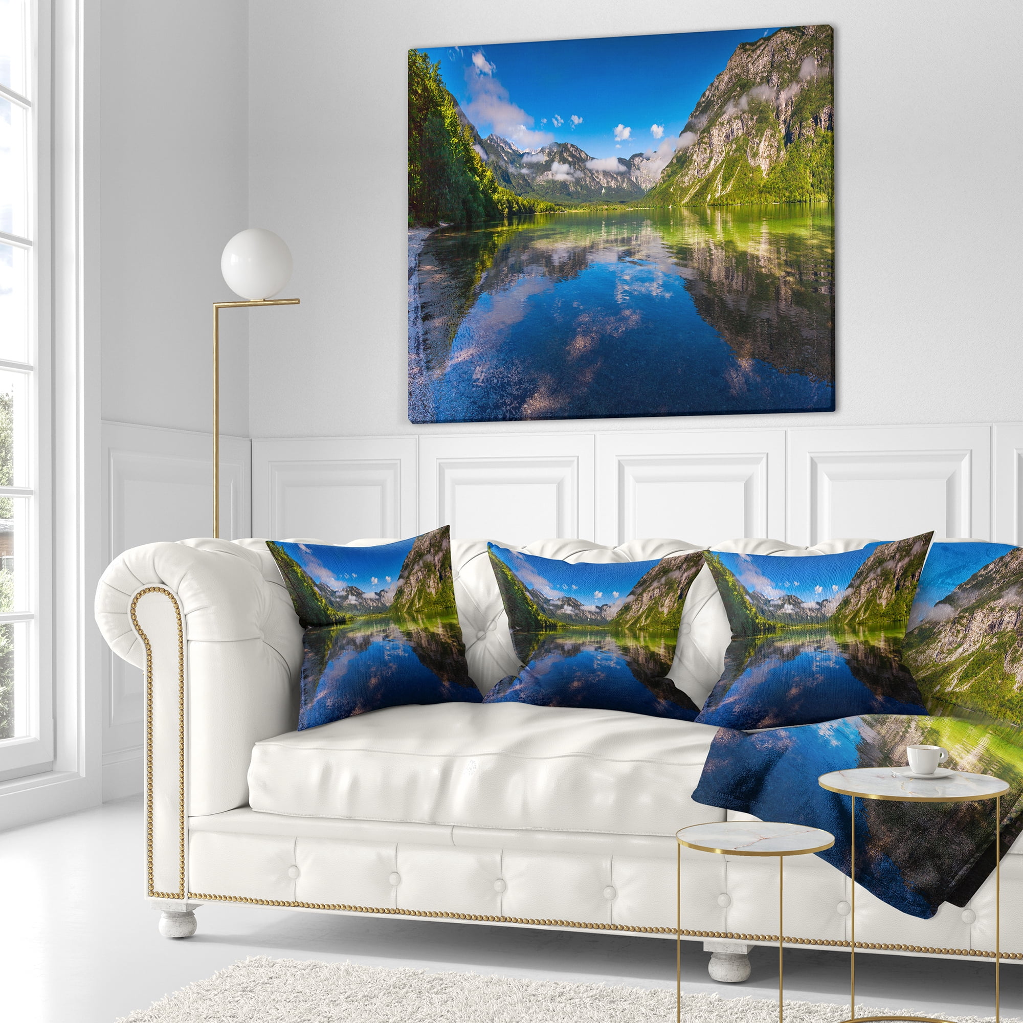 Designart Bohinj Lake in Triglav National Park - Landscape Printed Throw Pillow - 18x18