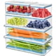 thumbnail image 1 of Juego de 6 recipientes de plástico para almacenar alimentos con tapas, organizadores apilables para refrigerador, contenedores de cocina a prueba de fugas, 1 of 4