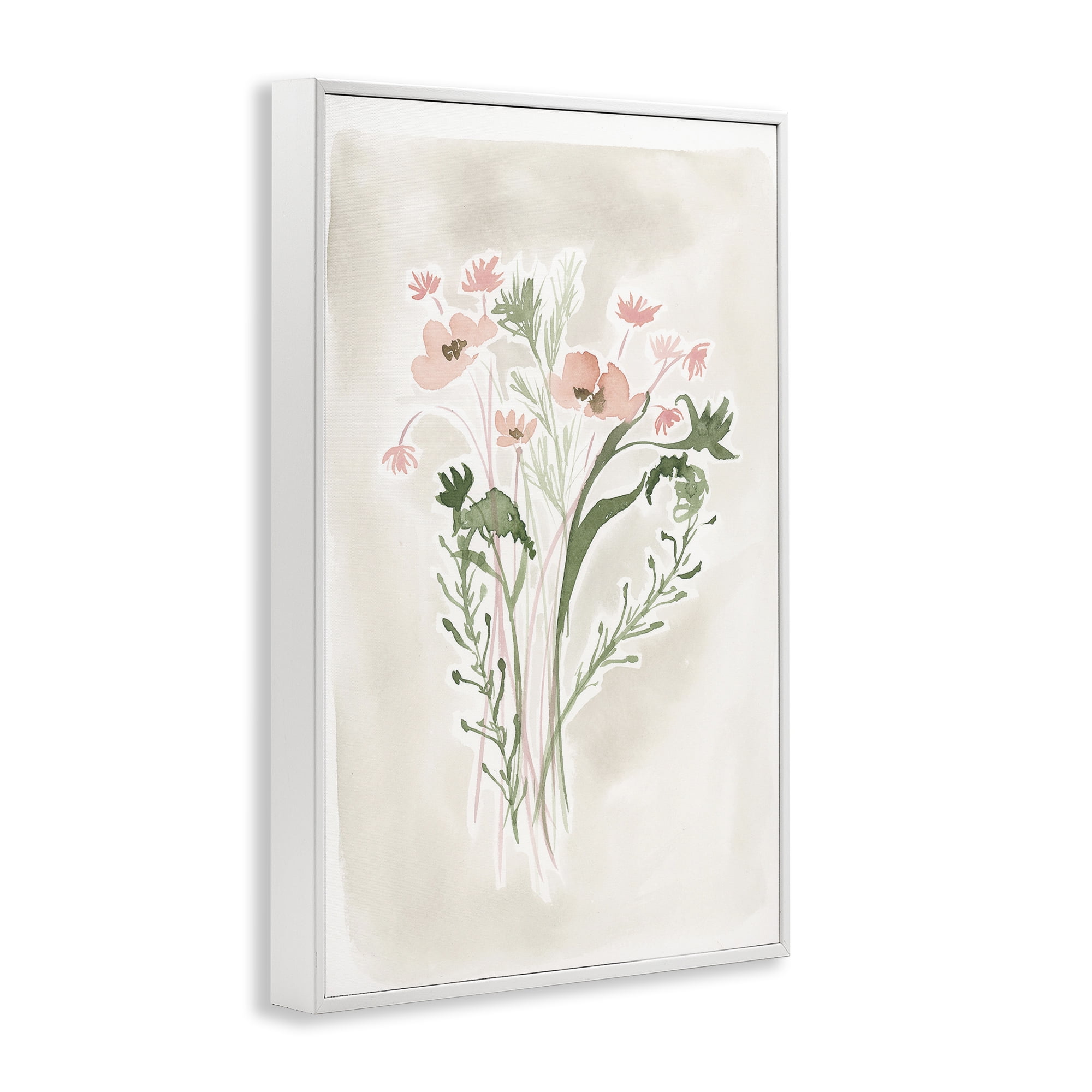 Stupell Industries Soft Organic Florals Botanical & Floral Painting White Framed Art Print Wall Art, 16 x 24