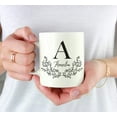 thumbnail image 3 of CTDream Personalized 11oz. Coffee Mug Gift, Vintage Boho Black Leaves Botanical Arrangement, Monogram Letter and Name, 1-Pack, Custom Letter Name, includes gift box, 3 of 6
