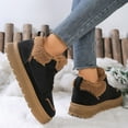 thumbnail image 3 of Womens Snow Boots Fashion Low Top Splice Leather Lace up Fuzzy Winter Booties Antislip Cold Weather Ankle Boots, 3 of 6