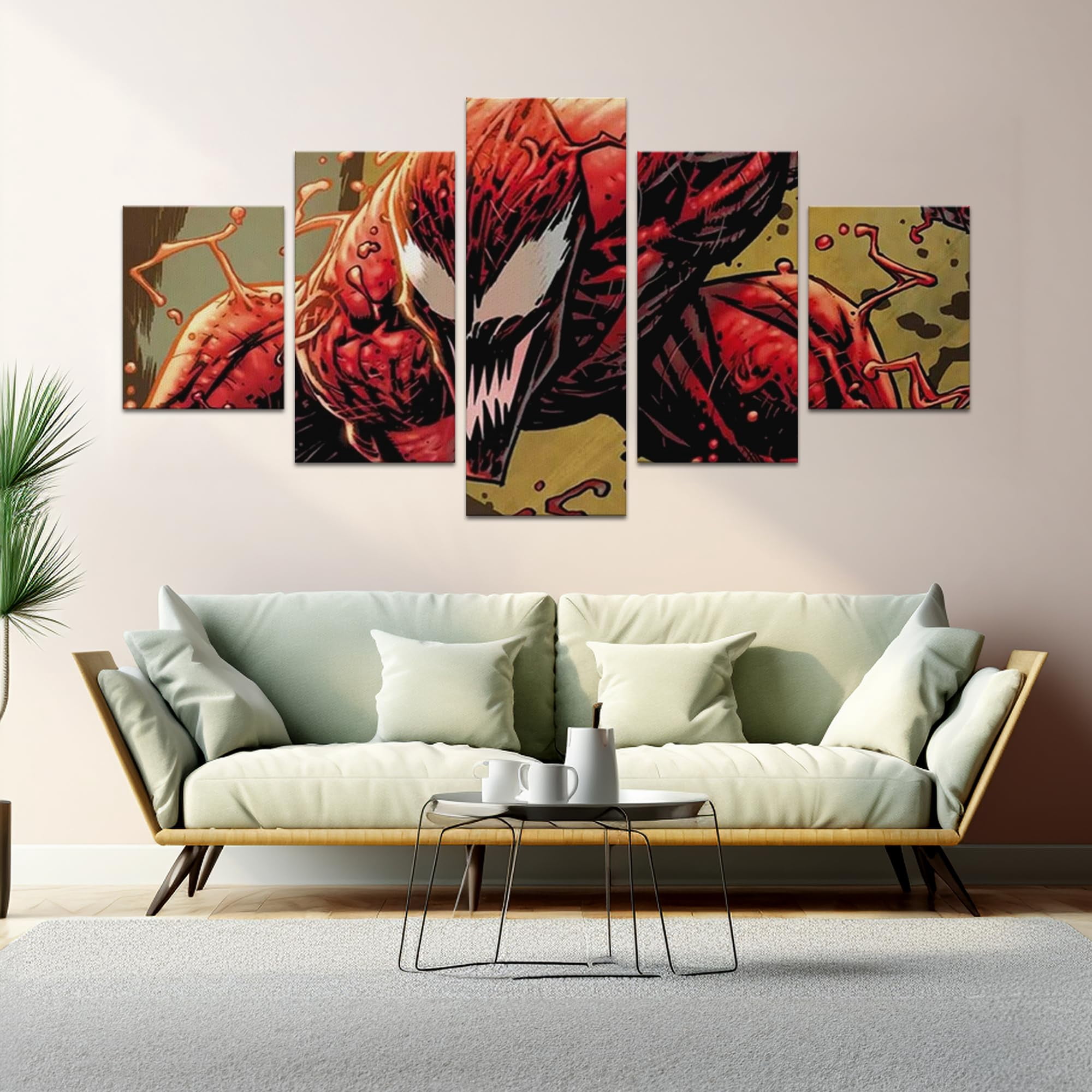 Carnage Canvas Wall Art by DreamController Set of 5 - 20x40 inches Wall Decor | HD Printed & Wooden framed wall art | Modern Wall Decor for Bedroom, Living Room, Office, Kids Room | Made in USA