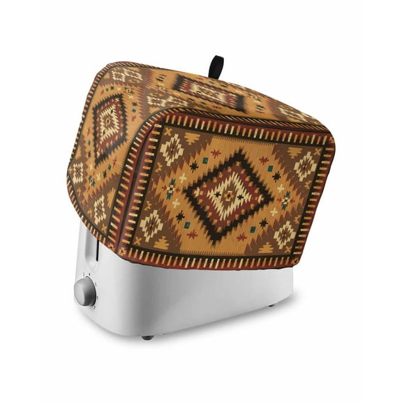 Fsddascl Southwest Ethnic Small Toaster Cover 2 Slice, Kitchen Appliance Covers, Modern Geometric Vintage Toaster Oven Cover with Loop, Bread Machine Cover Polyester Dust Cover Protection