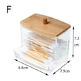 thumbnail image 1 of Caja de almacenamiento acrílica, tarro de baño, organizador de maquillaje, soporte redondo para almohadilla de algodón, caja para bastoncillos, dispensador de soporte Qtip con tapa de bambú,F, 1 of 7