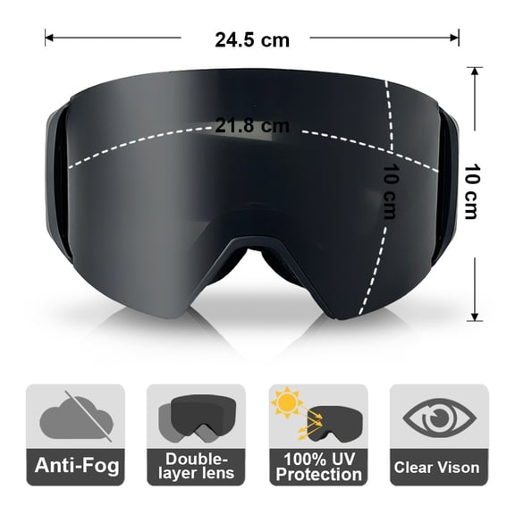 ZQIYDYP Ski Goggles Magnetic Anti Fog UV Protection Clear Vision Durable Lightweight Gear