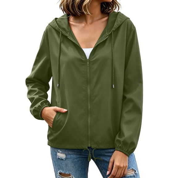 ZGRBOU Women's Waterproof Raincoat Lightweight Hooded Windbreaker Casual Breathable Outdoor Jacket with Pockets