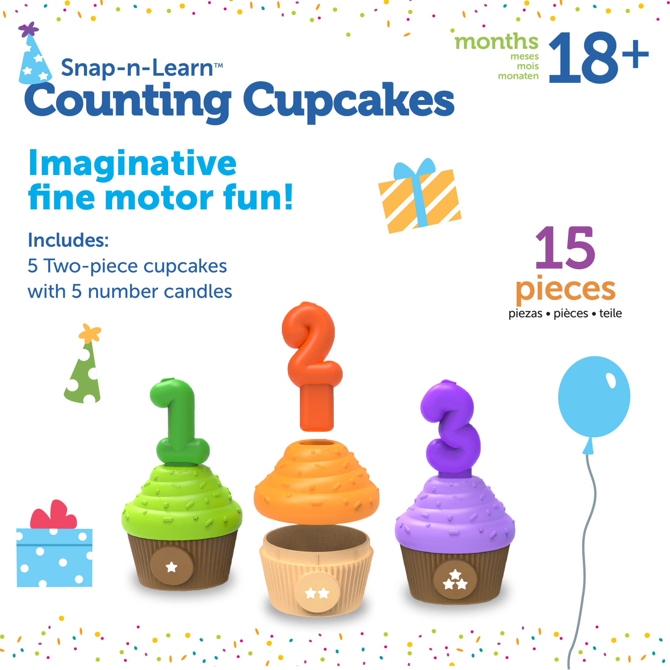 Learning Resources Counting Cupcakes, 15 Pieces, Ages 18 Months+, Toddler Toys