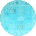 thumbnail image 1 of Ahgly Company Indoor Round Oriental Light Blue Traditional Area Rugs, 4' Round, 1 of 4