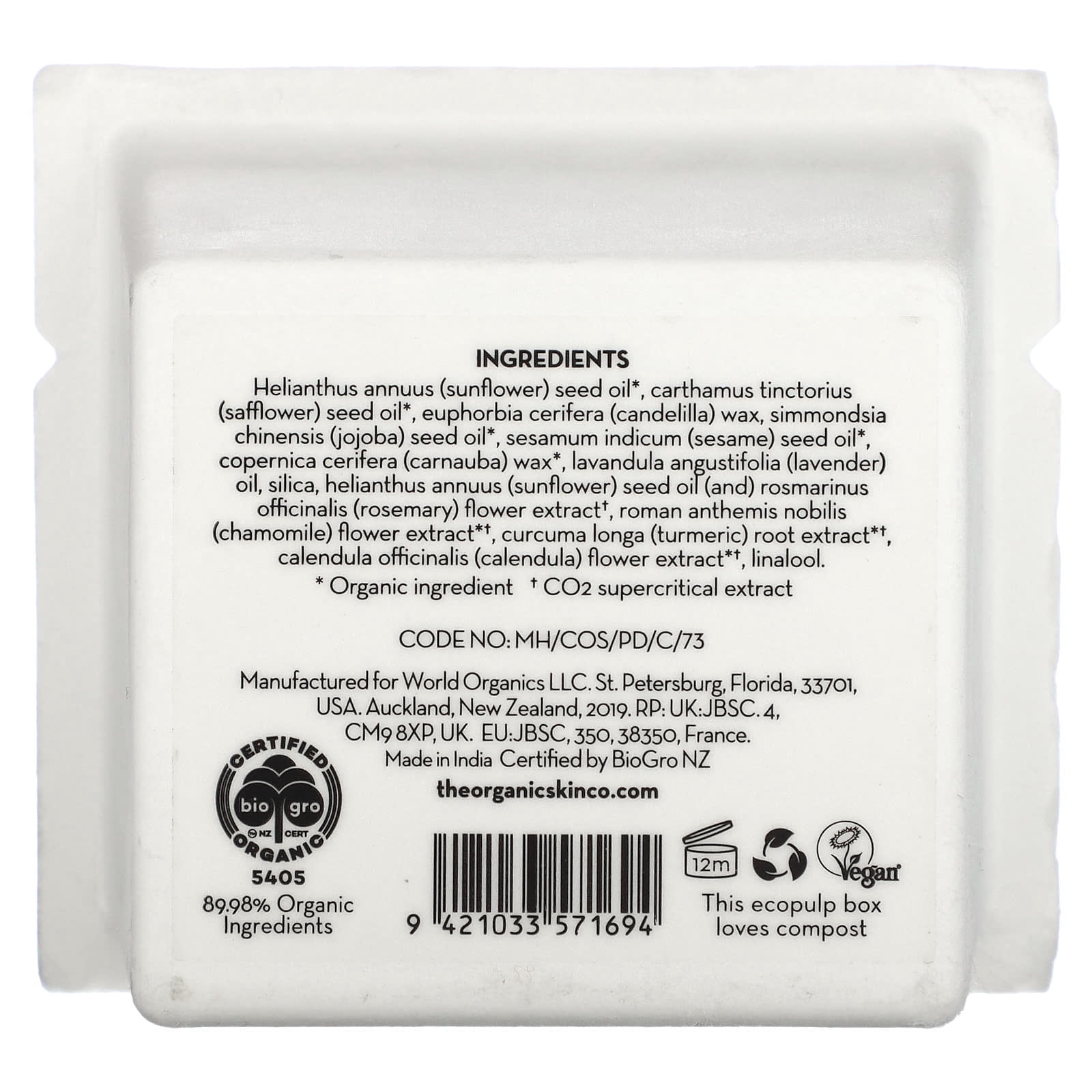 The Organic Skin Co Soothe Operator Calming Turmeric and Calendula Face Balm Moisturizer, 1.7 fl oz