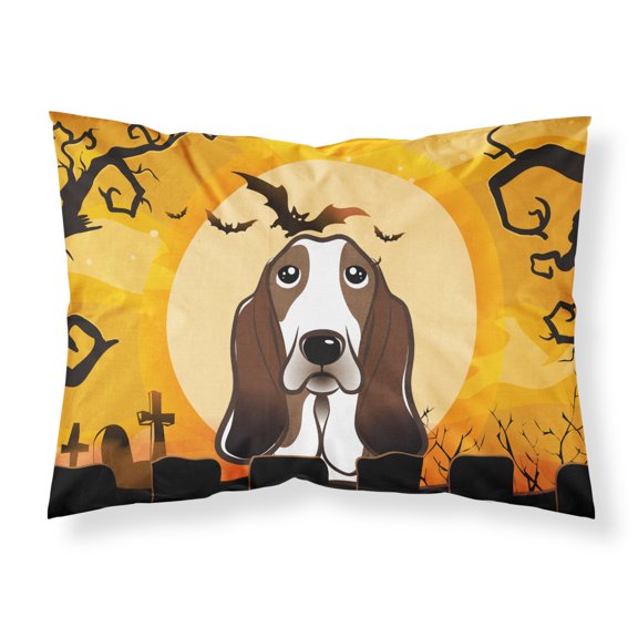 Carolines Treasures BB1801PILLOWCASE Halloween Basset Hound Fabric Standard Pillowcase Standard multicolor