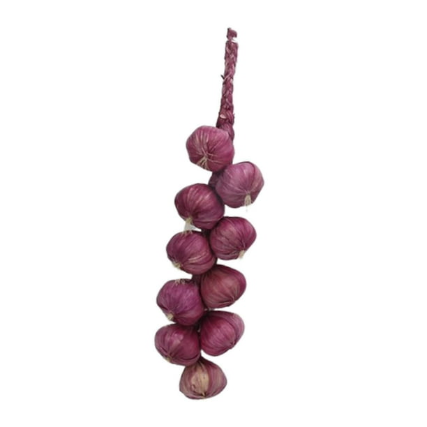 Guirnalda de ajo artificial colgante, guirnalda de ajo, verduras decorativas, ajo de espuma. Púrpura