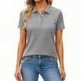 thumbnail image 2 of HAJWOH Womens Uniforms Tops for Work School Short Sleeve Tops Dressy Casual Button T-Shirt 2026 New with Collar Golf Polo Shirts Lightweight Clothing Gray L, 2 of 5