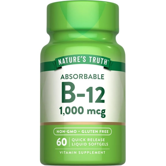 Vitamin B12 | 1000 mcg | 60 Softgels | For Men and Women | Non-GMO, Gluten Free | by Nature's Truth