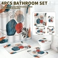 thumbnail image 4 of Dznils Abstract Boho Fabric Shower Curtain and Rug Sets, 16pc Modern Bathroom Sets, Navy, 72" x 72", 4 of 11