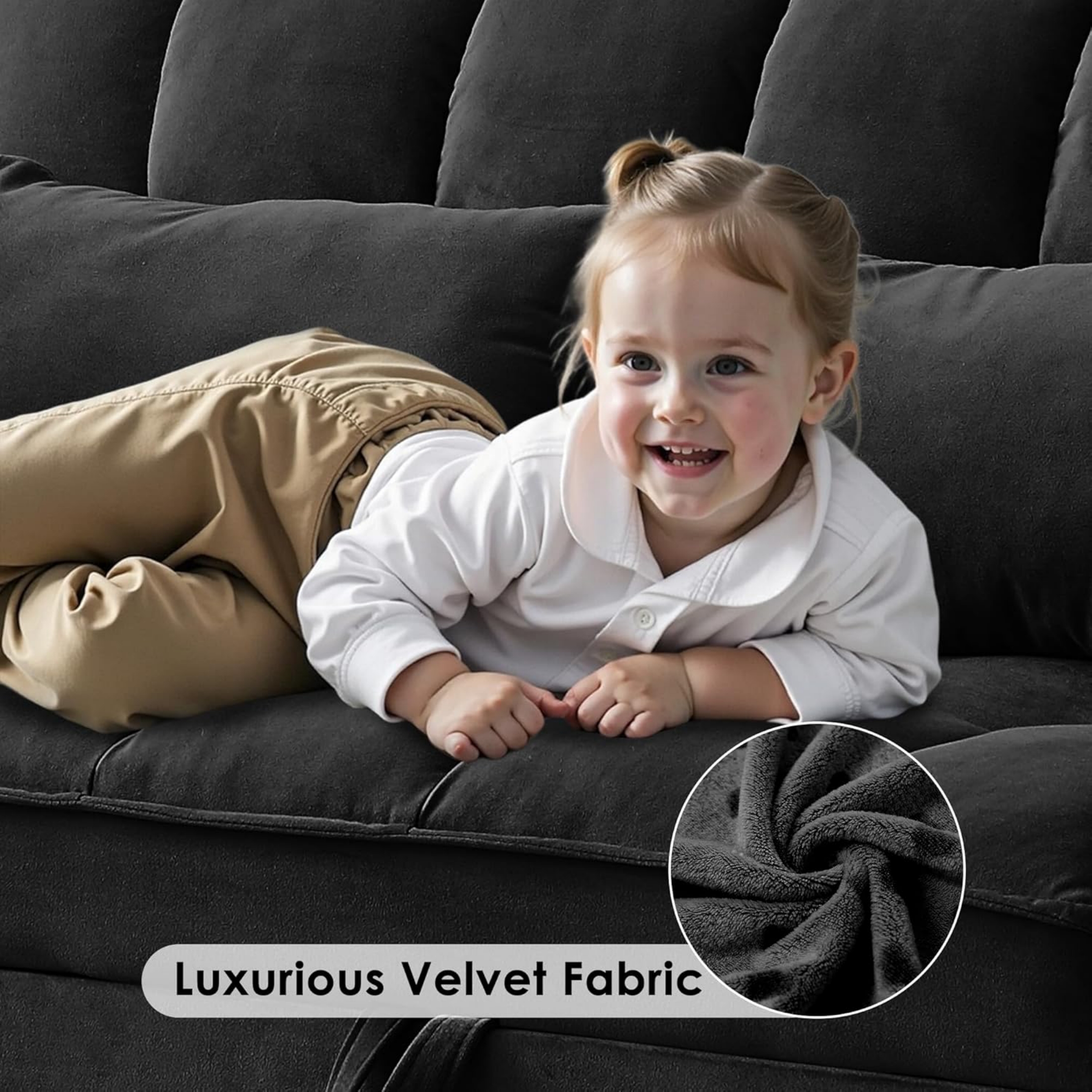 Vinform 54" 3 in 1 Convertible Sleeper Sofa Bed, Pull Out Loveseat Couch with Storage Pocket, Black(Thick Sponge)