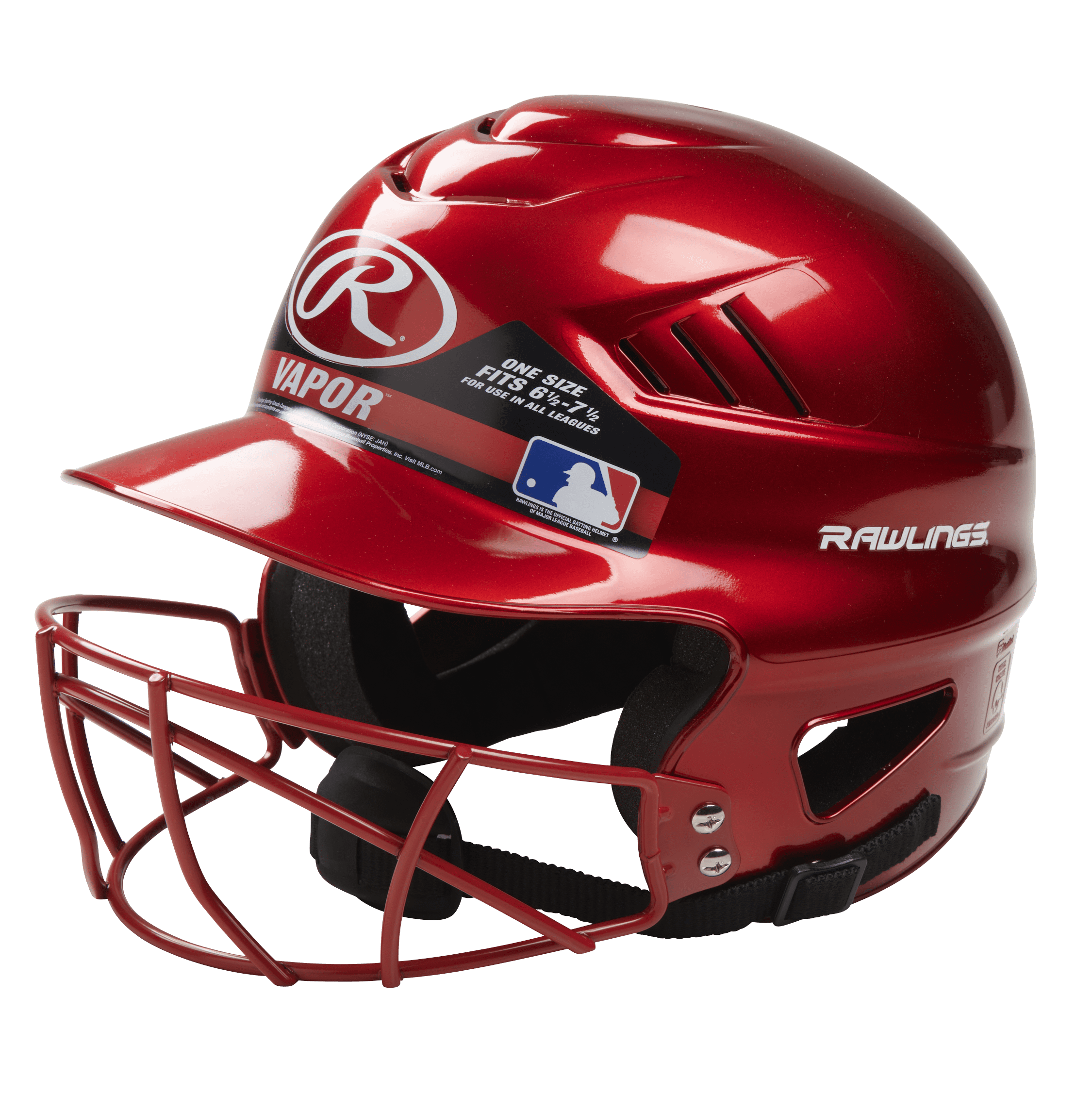 Rawlings Vapor Baseball Batting Helmet With Face Guard 6 1/2-7 1/2 Red 
