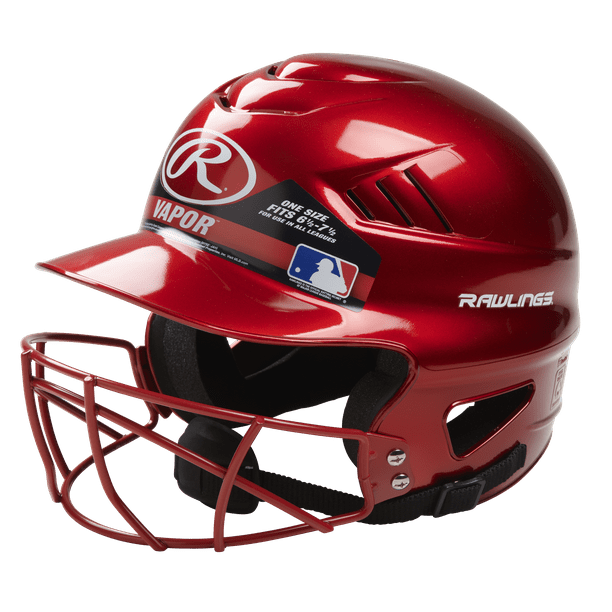 Rawlings Coolflo/Vapor OSFM Softball Batting Helmet with Face Guard, Metallic Scarlet Walmart