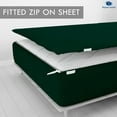 thumbnail image 2 of Zip On Fitted Sheet - Includes 1 Fitted Base + 3 Top Zip Sheet - Easy to Change, Won’t Pop Off Full Sheet- 600 TC Cotton Fitted Sheet- 12” Deep Pocket Full Size- Teal Green, 2 of 8