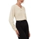 thumbnail image 4 of BLUSA DE BOTONES PARA MUJER INSPIRADA CHIC, CON PLECA, CUELLO EN V, MANGA LARGA, CAMISA CASUAL DE NEGOCIOS, TAMAÑO M, BEIGE, 4 of 5
