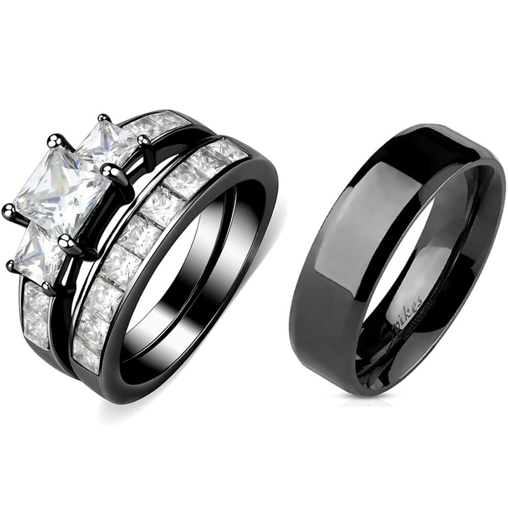 La Ny Jewelry Couple Ring Set Womens 3 Stone Type
