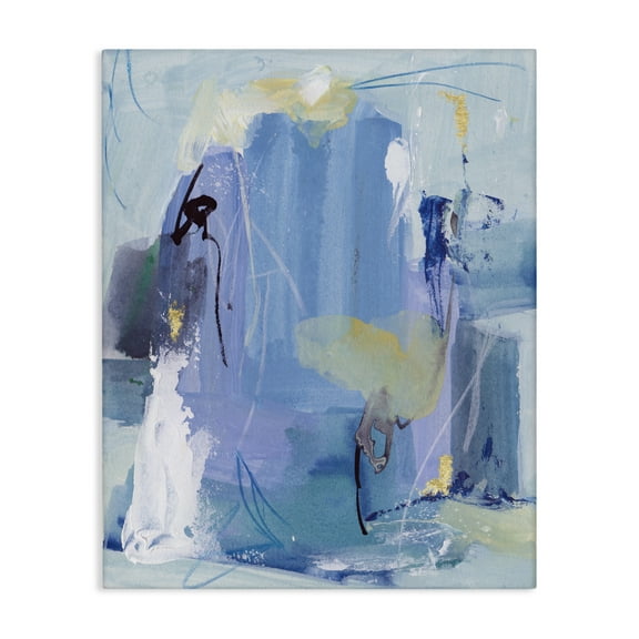 Stupell Industries Blue Abstract with Squiggles Abstract Painting Wrapped Canvas Art Print Wall Art, 16 x 20