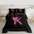 thumbnail image 2 of Manfei Personalized Initial K Bedding Comforter Set 2pcs for Preppy Child,Pink Ribbon Bow Knot Twin Comforter Sets Microfiber,Bling Glitter Breathable Bedding Set,Luxury Bedroom Decor,Reversible, 2 of 8